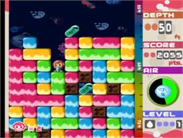 In game image of Mr. Driller on the Sony Playstation.
