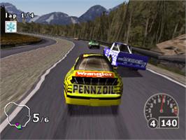 In game image of NASCAR Rumble on the Sony Playstation.