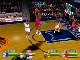 In game image of NBA Jam Extreme on the Sony Playstation.