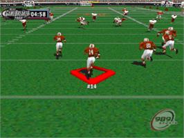 In game image of NCAA GameBreaker 2000 on the Sony Playstation.