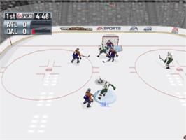 In game image of NHL 2001 on the Sony Playstation.