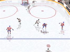 In game image of NHL FaceOff '97 on the Sony Playstation.