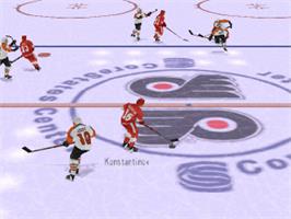 In game image of NHL FaceOff '98 on the Sony Playstation.