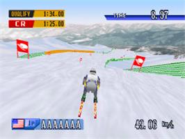 In game image of Nagano Winter Olympics '98 on the Sony Playstation.