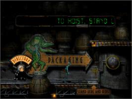 In game image of Oddworld: Abe's Oddysee on the Sony Playstation.