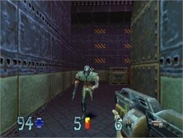 In game image of Quake II on the Sony Playstation.