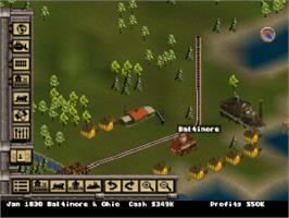 In game image of Railroad Tycoon II on the Sony Playstation.
