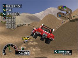 In game image of Rally Cross on the Sony Playstation.