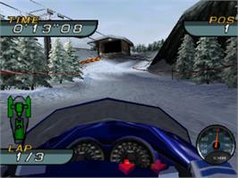 In game image of Sno-Cross Championship Racing on the Sony Playstation.