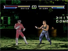 In game image of Street Fighter: The Movie on the Sony Playstation.