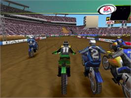 In game image of Supercross 2000 on the Sony Playstation.