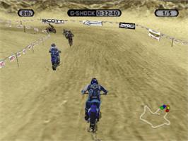 In game image of Supercross Circuit on the Sony Playstation.