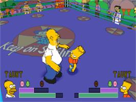 In game image of The Simpsons Wrestling on the Sony Playstation.
