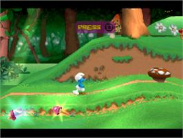 In game image of The Smurfs on the Sony Playstation.