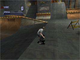 In game image of Tony Hawk's Pro Skater on the Sony Playstation.