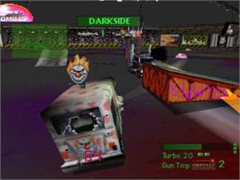 In game image of Twisted Metal on the Sony Playstation.