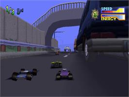 In game image of Tyco R/C: Assault with a Battery on the Sony Playstation.
