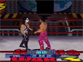In game image of WCW Mayhem on the Sony Playstation.