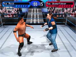 In game image of WWF Smackdown! on the Sony Playstation.