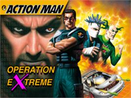 Title screen of Action Man: Operation Extreme on the Sony Playstation.