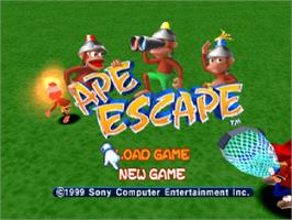 Title screen of Ape Escape on the Sony Playstation.
