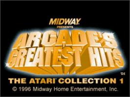 Title screen of Arcade's Greatest Hits: The Atari Collection 1 on the Sony Playstation.