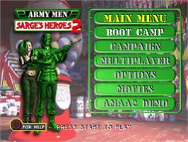 Title screen of Army Men: Sarge's Heroes 2 on the Sony Playstation.