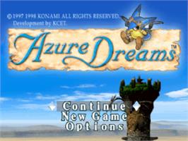 Title screen of Azure Dreams on the Sony Playstation.