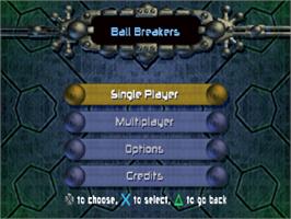 Title screen of Ball Breakers on the Sony Playstation.