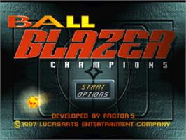 Title screen of Ballblazer Champions on the Sony Playstation.
