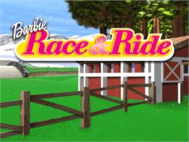 Title screen of Barbie: Race and Ride on the Sony Playstation.