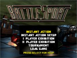 Title screen of Battlesport on the Sony Playstation.