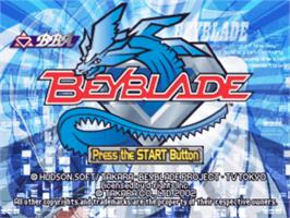 Title screen of Beyblade on the Sony Playstation.
