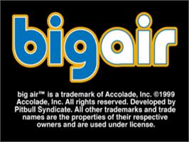 Title screen of Big Air on the Sony Playstation.