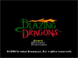 Title screen of Blazing Dragons on the Sony Playstation.