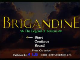 Title screen of Brigandine: The Legend of Forsena on the Sony Playstation.