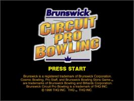 Title screen of Brunswick Circuit Pro Bowling on the Sony Playstation.