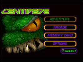 Title screen of Centipede on the Sony Playstation.
