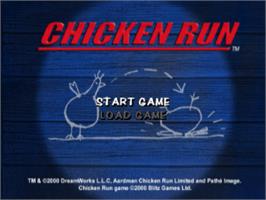 Title screen of Chicken Run on the Sony Playstation.
