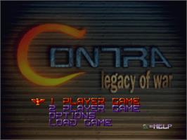 Title screen of Contra: Legacy of War on the Sony Playstation.