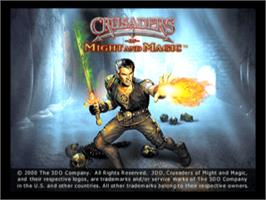 Title screen of Crusaders of Might and Magic on the Sony Playstation.