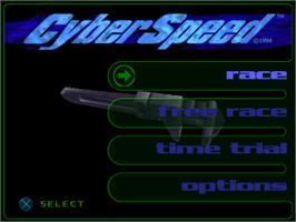 Title screen of CyberSpeed on the Sony Playstation.