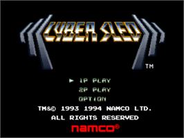 Title screen of Cyber Sled on the Sony Playstation.