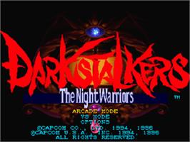 Title screen of Darkstalkers: The Night Warriors on the Sony Playstation.