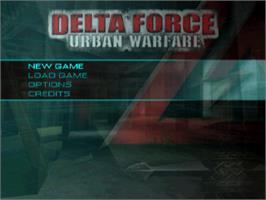 Title screen of Delta Force: Urban Warfare on the Sony Playstation.