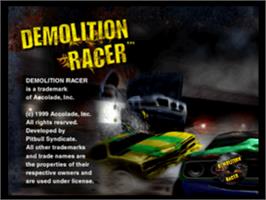 Title screen of Demolition Racer on the Sony Playstation.