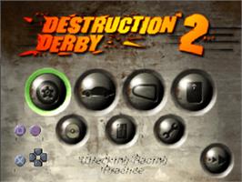 Title screen of Destruction Derby 2 on the Sony Playstation.