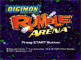 Title screen of Digimon Rumble Arena on the Sony Playstation.
