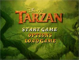 Title screen of Disney's Tarzan on the Sony Playstation.