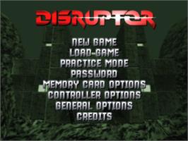 Title screen of Disruptor on the Sony Playstation.